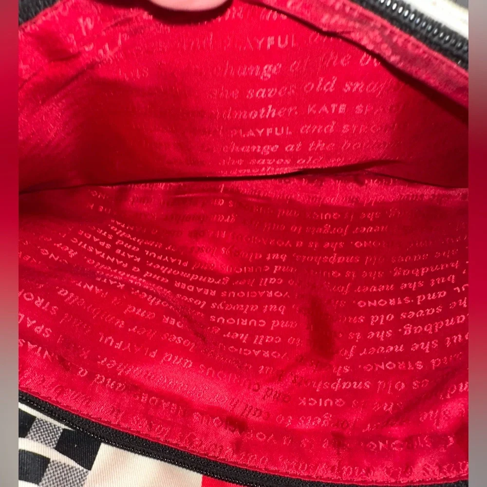 Kate Spade Checkered Laptop Bag with Red Storybook Lining